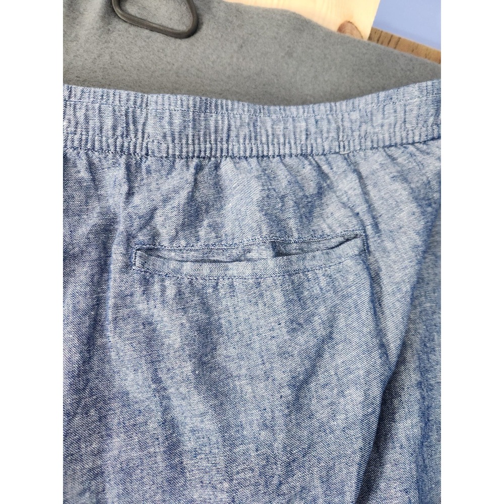 NWT Old Navy Womens Sz 4X Chambray Blue Linen Blend High Rise Crop Pants Pull On - Picture 3 of 15